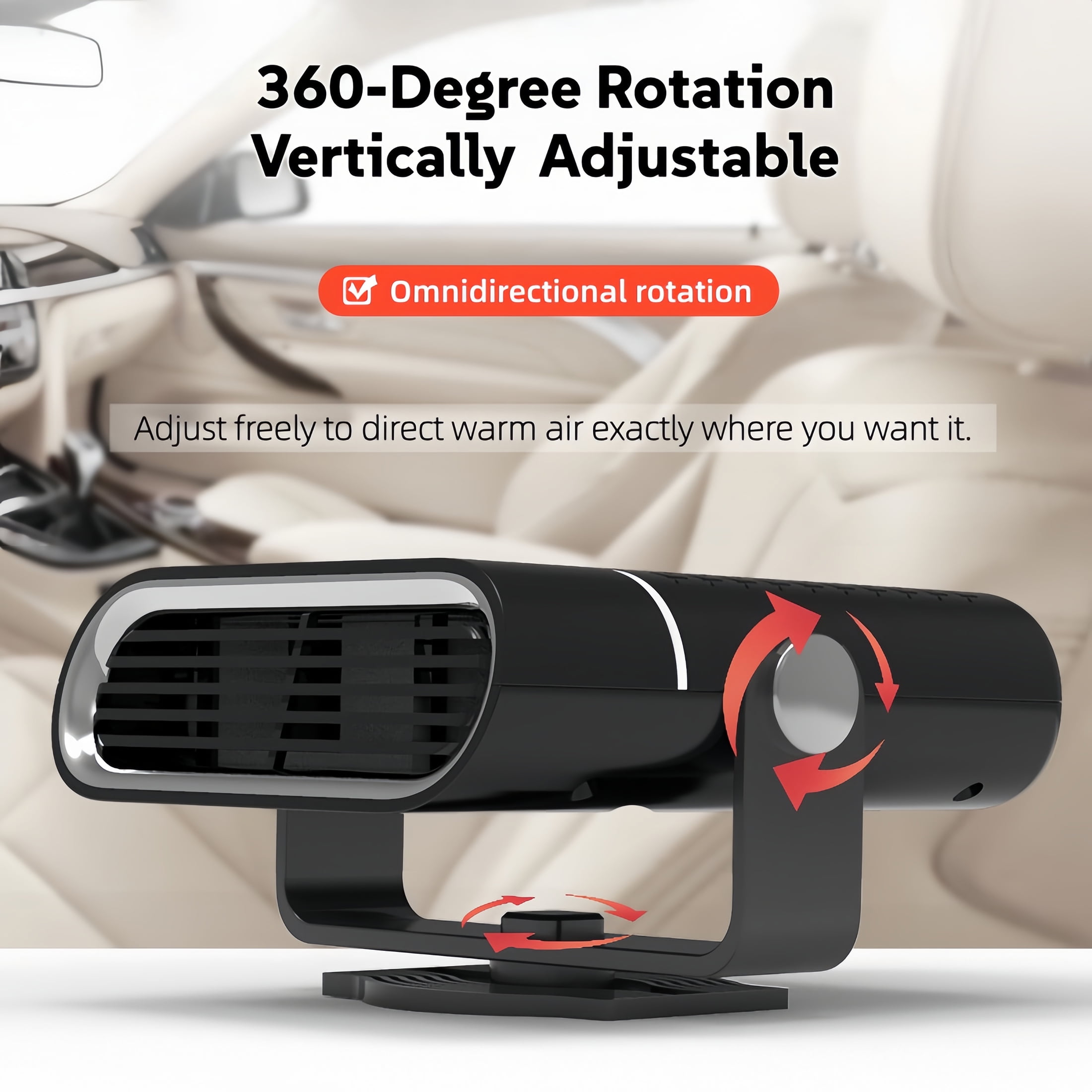 12V Car Heater- Portable Windshield Defogger with Dual Heating and Cooling Function for Fast Winter Warming and Defrosting