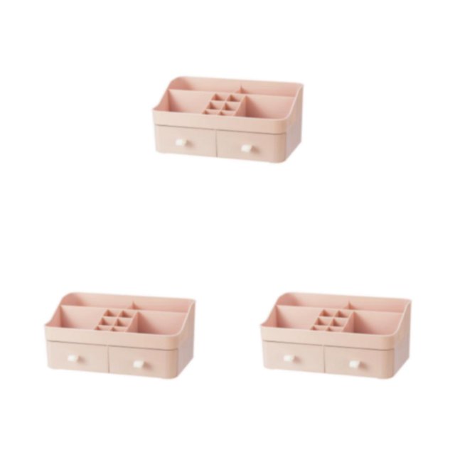 VONKY Premium Desktop Dressing Table With Divided Drawer Box - Clean And Tidy Organization Cute Plastic Playful powder 3Set