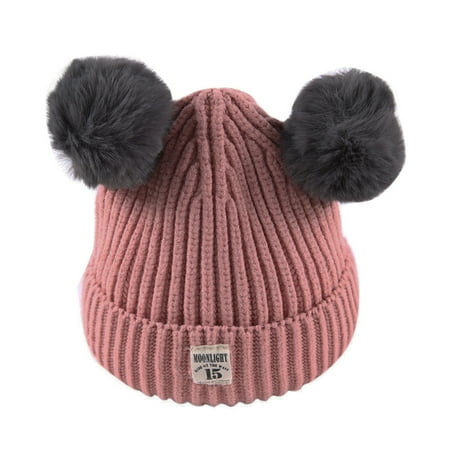 Cotton Ball Cap - Baby Kids Beanie For Boys Girls Cap Cotton Knitted Ball Warm Children Hats