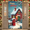 thumbnail image 2 of Decorative Design Happy Holidays Snowfall Santa Postbox Christmas House for Winter Decoration Outdoor Party Home Decoration, 2 of 9