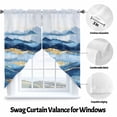 thumbnail image 3 of Wave Effect Art Swag Valances for Windows 2 Pack Blue Waves with Golden Graffiti Art Swag Kitchen Curtains 45 Inches Long Rod Pocket Short Window Treatment for Kitchen Bathroom 36"x45", 3 of 8