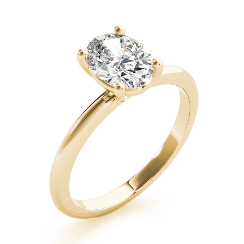 Solitaire Brilliance 2ct Oval Moissanite Engagement Ring for Women 10k Yellow Gold Ring Size 4