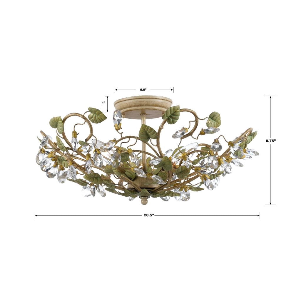 4840-CT Crystorama Lighting Josie Floral 3 Light Ceiling Mount In Classic Style - 20.5 Inches Wide By 8.75 Inches High