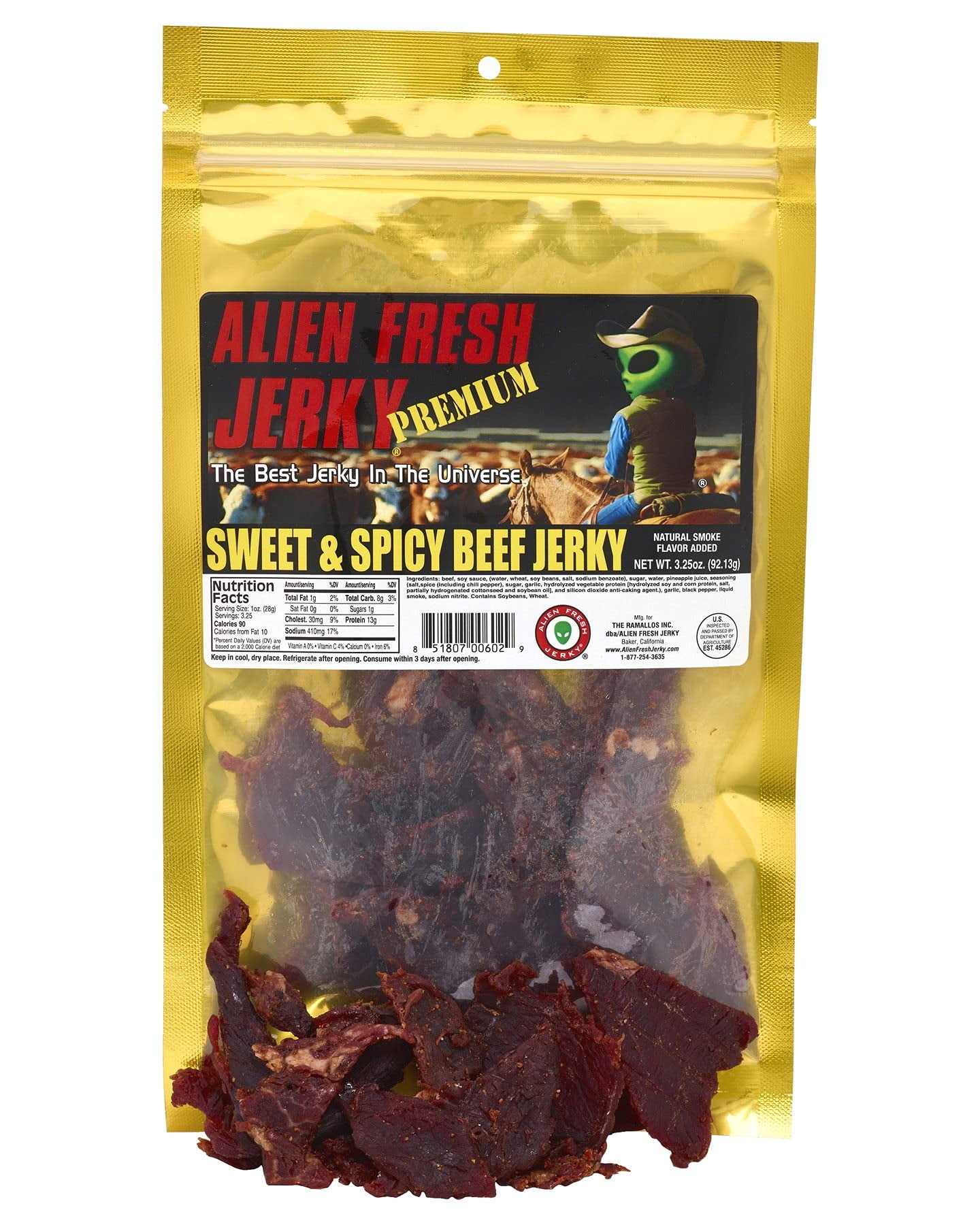 Alien Fresh Jerky - Top Trio | Sweet & Spicy - Abducted Cow Pineapple Teriyaki - Whiskey | - Variety Pack - Premium Beef - Low Calorie Snack - The Best Jerky In The Universe - Made In USA 3 Pack