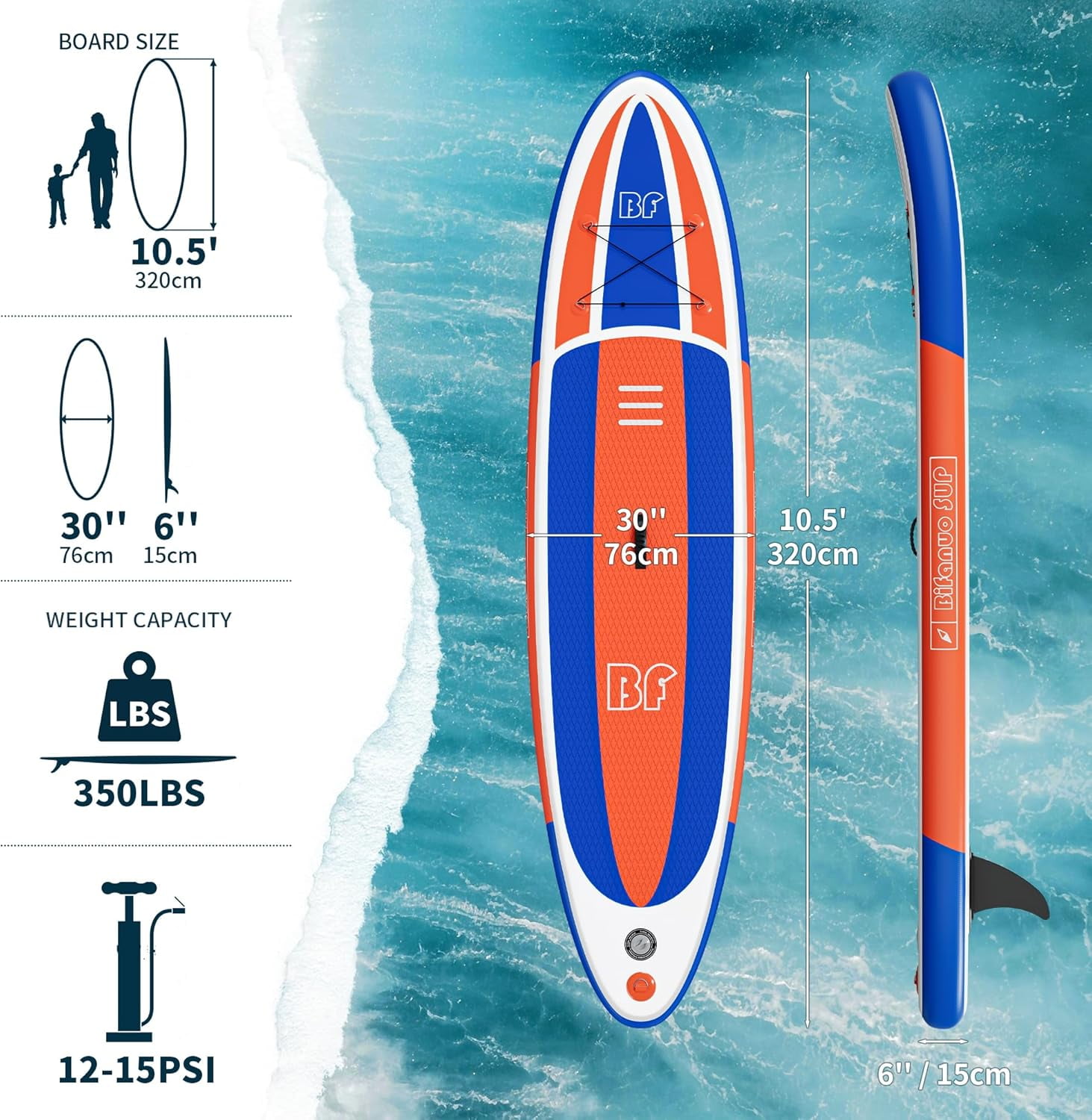 Bifanuo サップボード Bifanuo Inflatable Stand Up Paddle Board with SUP