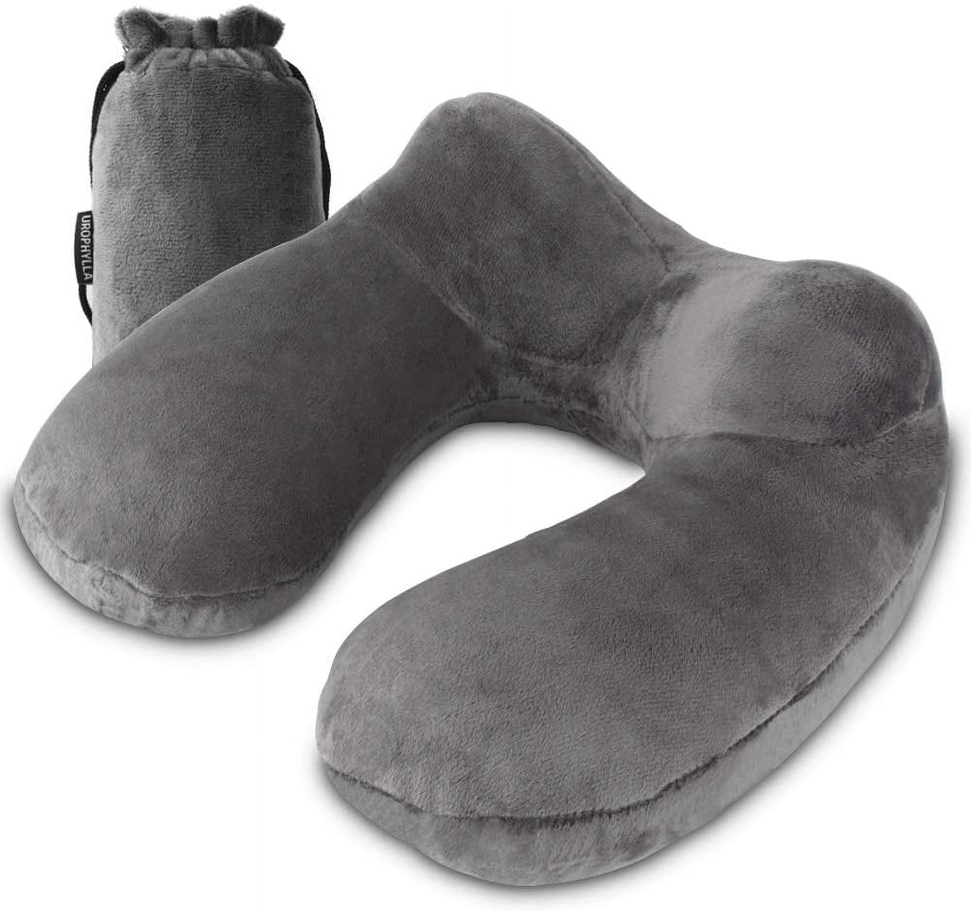 Oreiller De Voyage Gonflable Compact - Coussin De Cou Ergonomique En Velours Doux Pour Avion, Train, Voiture Et Bureau (avec Masque De Sommeil) - 3