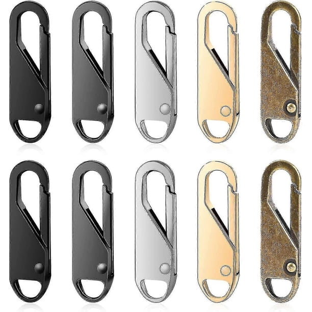 10 Pcs Zipper Pull Tab Detachable Zipper Pull Metal Zipper Replacement Slider Heads Universal Zipper Repair Kit For Jackets Luggage Backpacks Purse Co