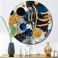 thumbnail image 1 of Designart "Abstract Pattern with Blue and Golden Textures XIX" Modern Geometric Oversized Wall Clock, 1 of 6