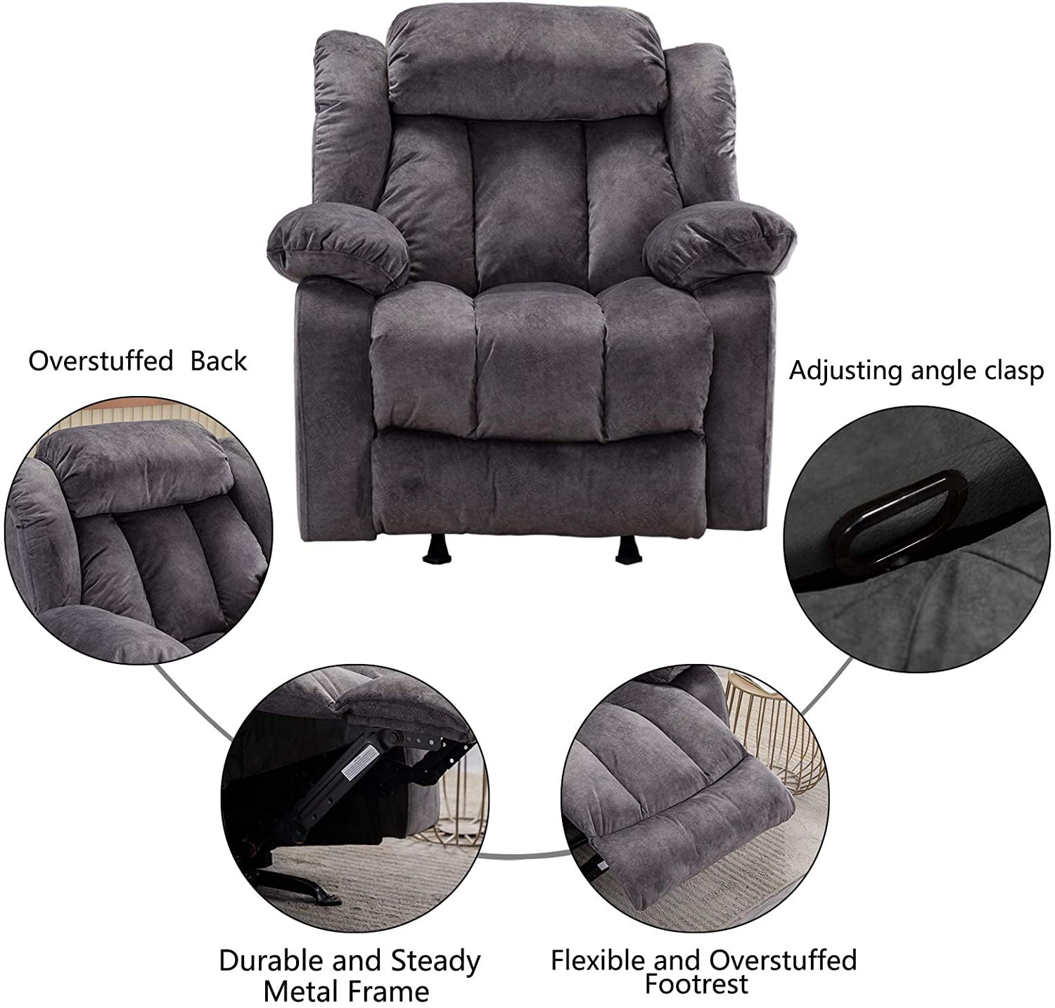Buy CANMOV Rocker Recliner Chair Manual Heavy Duty with Contemporary