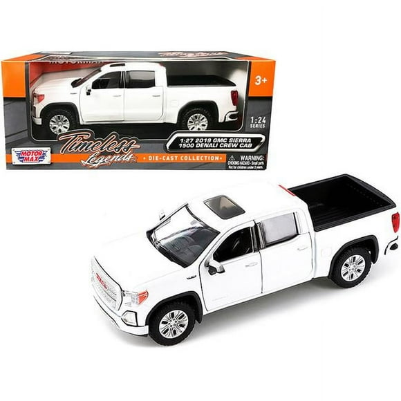 Motormax 79362w Échelle 1-24 2019 GMC Sierra 1500 Denali Camionnette Cabine Crew Camion Modèle Moulé sous Pression avec Toit Ouvrant Timeless Legends, Blanc