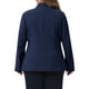 thumbnail image 3 of Blazer sin cuello de mujer Agnes Orinda en tallas grandes, con botones, manga larga, casual de negocios, con bolsillos, 2X azul marino, 3 of 6