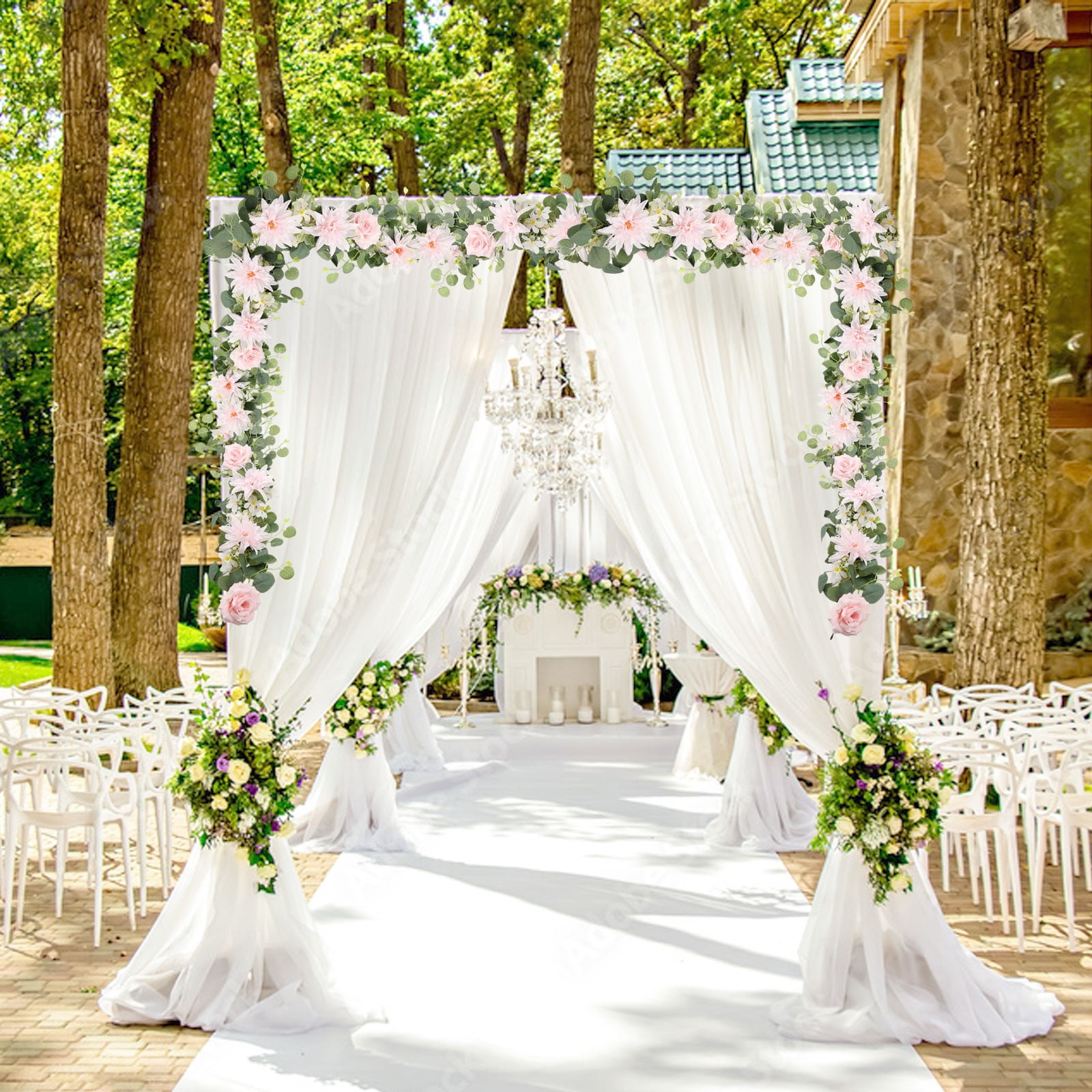 Artificial Flowers for Outdoors 1.8m Wedding Simulation Flower Outdoor Artificial Vine with Eucalyptus Leaves, Wedding Arch Decoration Vine