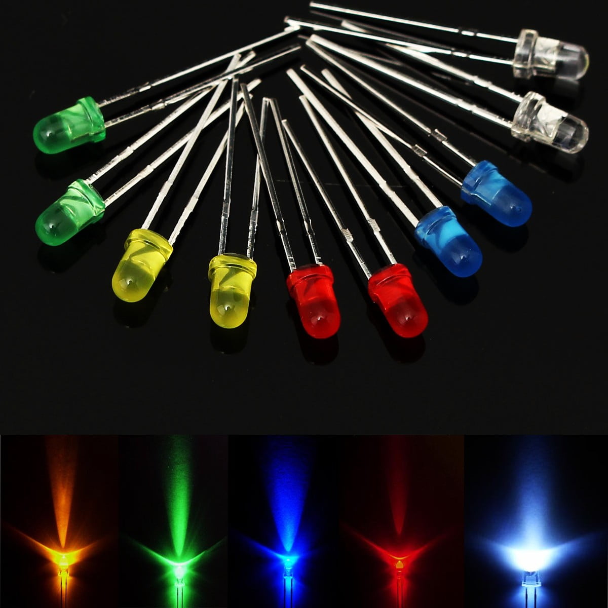 375pcs LED Lightemitting Diode Beads Resistance Lights Kits Bulb Lamp 3mm 5mm