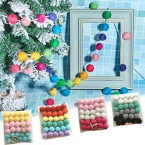 Visland Wool Felt Ball Garland Colorful Pom Pom Garland Handmade 6.5 Feet Long 30 Balls Felt Ball Garlands for Wall Christmas Tree Decoration