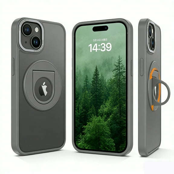 DUEDUE iPhone 15 Case With Stand 6.1", Compatible With Mag-Safe, Magnetic Shockproof Case for iPhone 15, Gray