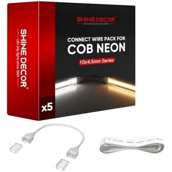 Connection Wire Pack of 5 for Only 120V Flexible 10x4.5mm COB LED Neon Rope Light$$Home Decor, Kitchen, & Other