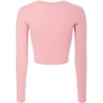 thumbnail image 3 of ORUYROP Women's Solid Long Sleeve Round Neck Crop T Shirt Top, 3 of 4