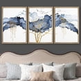 thumbnail image 3 of wall26 Framed Canvas Print Wall Art Set Blue Pastel Paint Stroke Cloud Birds Gold Tree Nature Abstract Illustrations Modern Art Rustic Landscape for Living Room, Bedroom, Office - 16"x24"x3, 3 of 5