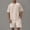 Khaki, variant on Mens Summer Track Suits Solid Short Sleeve Crew Neck Drawstring Elastic Waist Set