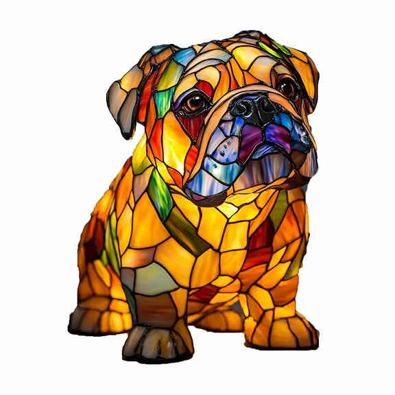 HIBIBUD Dog Breed Night Lamp English Bulldog, French Bulldog, Pug, Corgi, Dachshund, Boxer, Yorkshire Resin Tabletop Art Night Light, Fun Gift for Dog Lovers