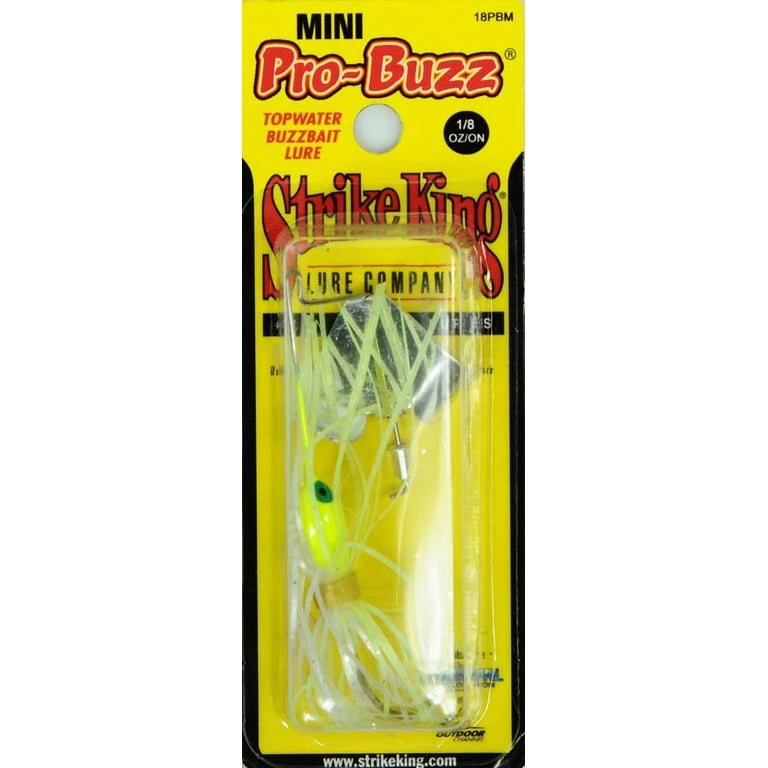 Strike King Mini Pro Buzz 1/8oz Buzzbait Lure White/Chartreuse