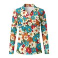 thumbnail image 4 of Xoenoiee Hippie Daisy Print V-Neck Golf Polo Shirts Long Sleeve UPF 50+ Tunic Top Moisture Wicking Lightweight Casual Work Tennis Collared Shirts Golf Apparel for Women, Size XS, 4 of 7
