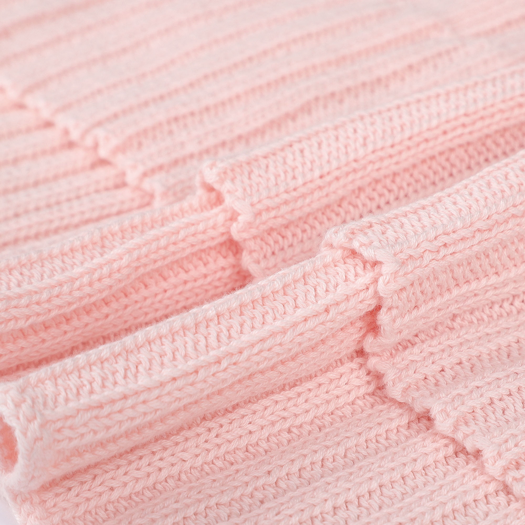 Unique Bargains Cable Knitted Bed Sofa Throw Blanket Pink 47" x 71"