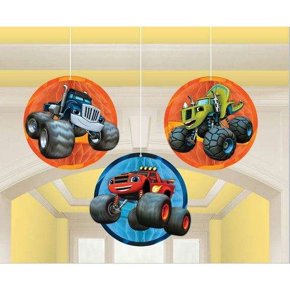 Blaze and the Monster Machines Honeycomb Decorations (3 Pack) - Party Supplies