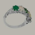 thumbnail image 4 of LBG British Made 14k White Gold Natural Emerald & Opal Womens Eternity Ring - 33 size options - Size 8.5, 4 of 8