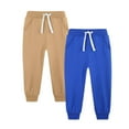thumbnail image 2 of hoksml Boys Sweatpants - 2 Pack School Uniform Artifact Solid Color Drawstring Elastic Waist Tapered Joggers Pants Activewear with Pockets, 2 of 3