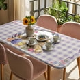 thumbnail image 3 of Easter Bunny Table Cloths for 6 Foot Rectangle Tables, Spring Easter Eggs Chick Floral Purple Check Patio Waterproof Elastic Fitted Tablecloths, Washable Rectangular Table Cover for Camping, 3 of 8