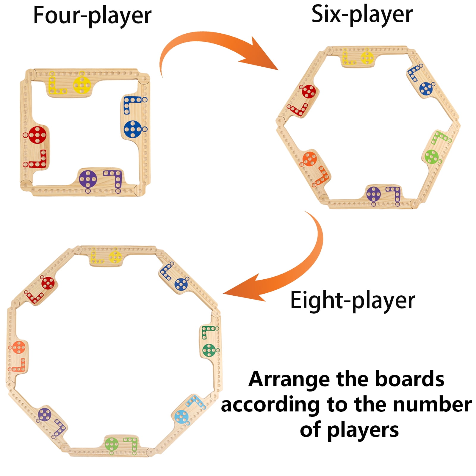 Grhonior Upgraded Version Interlocking Marbles and Jokers Board Game,Wood,Multiplayer Portable, 2-8 Player, 1 Pack