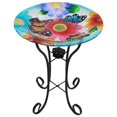 thumbnail image 1 of Angelo Décor 22.5-inch tall Butterfly Glass Birdbath with Metal Stand and Solar Light, 1 of 5