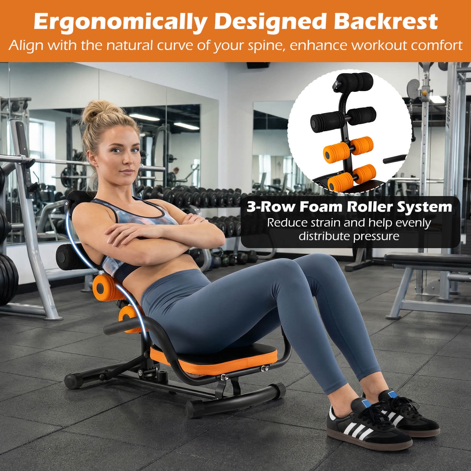 Costway Core Ab Trainer Bench Abdominal Stomach Exerciser Workout Gym Fitness Machine