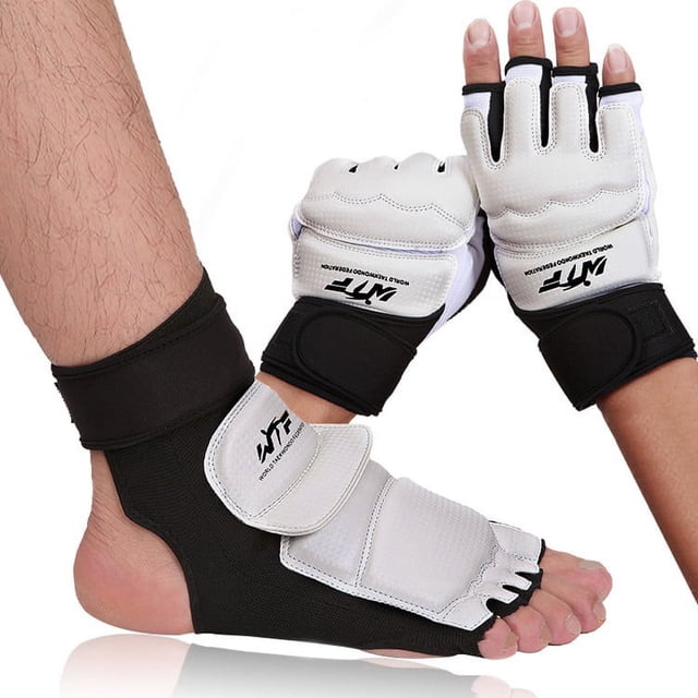 Guantes de Taekwondo Protectores de Pies Protectores de Manos para Adultos y Niños Protectores de Pies Guantes de Boxeo de Medio Dedo Protectores de Taekwondo
