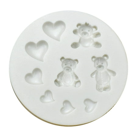 

TINYSOME Silicone Molds Chocolate Mold Fondant Cake Moulds DIY Bear and Small Heart Shape