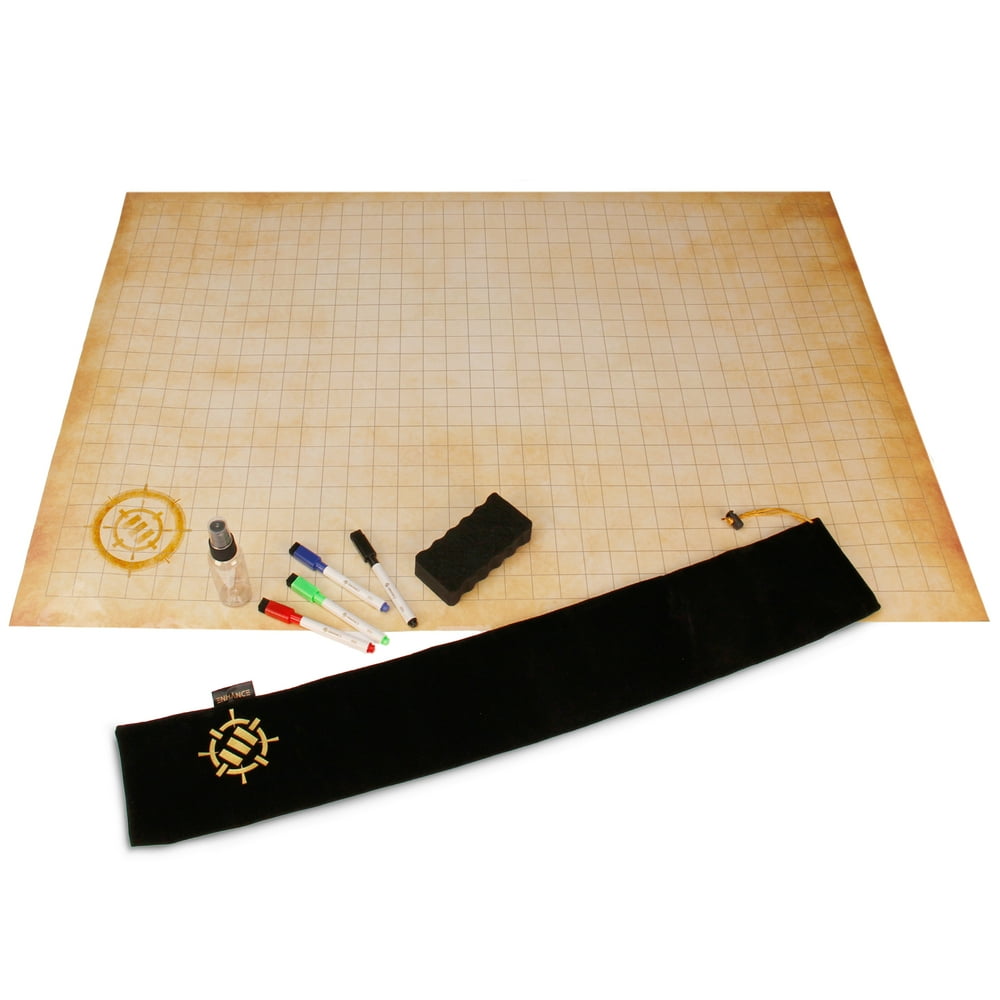 ENHANCE RPG Grid Mat Tabletop DnD Map (24x36 inch) Role Playing Dry Erase DnD Mat Complete