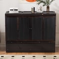 thumbnail image 2 of Queen Murphy Bed with USB Port and a Large Drawer, Murphy Cabinet Chest Bed, Queen Size Bed Frame Foldable Platform Bed for Guest Bedroom, Living Room, Office,Noisy Free, Espresso, 2 of 9