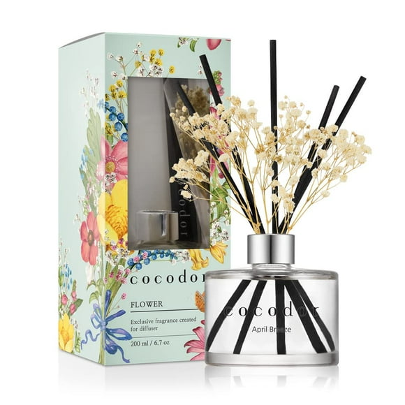 COCODOR Preserved Real Flower Reed Diffuser/April Breeze / 6.7oz(200ml) / 1 Pack/Reed Diffuser Set, Oil Diffuser & Reed Diffuser Sticks, Home Decor & Office Decor, Fragrance and Gifts