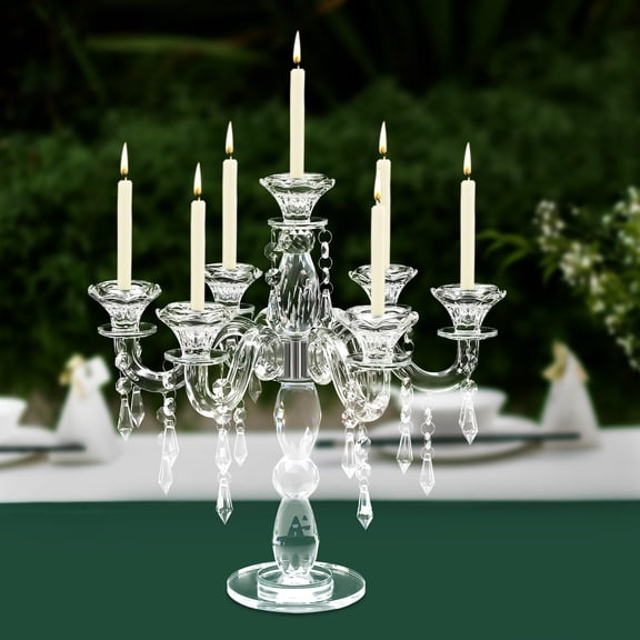 Crystal Candle Holder Candelabra 7-arm Wedding Birthday Party Gift Candlestick