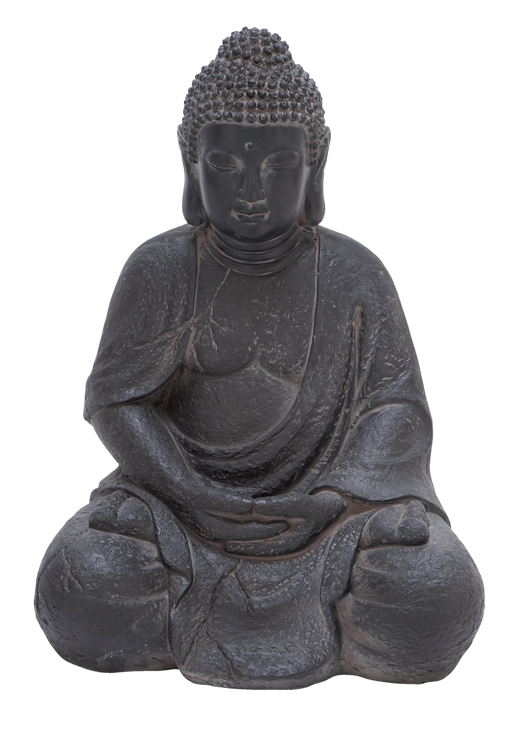 Fiber Stone Buddha With Elegant Detailing In Black Color - Walmart.com
