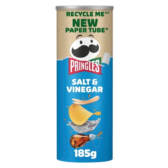Pringles Salt & Vinegar Sharing Crisps 185g, Imported from Britain