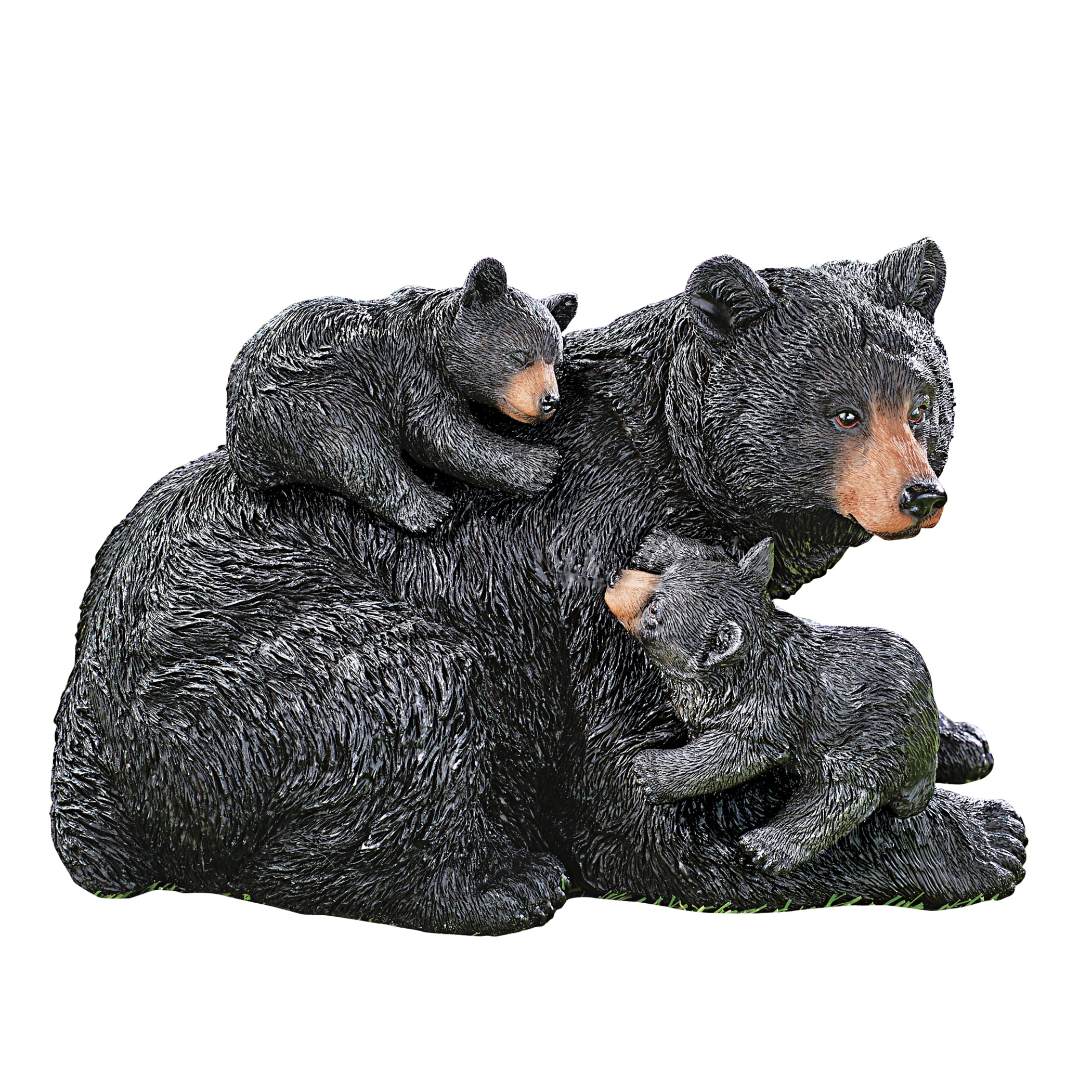 Mama Black Bear and Baby Cubs Garden Sculpture - For Yard, Lawn, Garden ...