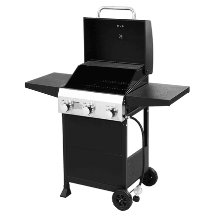 Ktaxon 3 Burner Propane Grill Gas Grill 40000 BTU with Lid,Ceramic Coated Cast Iron Rack,Side Shelves,Wheels