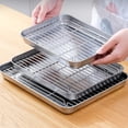 thumbnail image 3 of 1 Set Multifunctional Stainless Steel Oven Baking Pan Grill Rack Set Non-stick Rust-proof BBQ Serving Dish with Cooling Rack Outdoor Camping Kitchen Draining Tray Set, 3 of 7