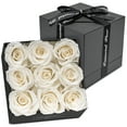 thumbnail image 1 of Immortal Fleur 9 White Preserved Rose Box in an Elegant Square Box | Real Preserved Flowers, 1 of 5