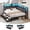 Queen&Black, variant on Corner Bed Frame Queen Size with 6 Storage Drawers, Charging Station & RGB Led Lights, Metal Daybed with Upholstered Guardrail and Storage Shelves, Queen Platform Bed Frame for Teens/Adult, Black