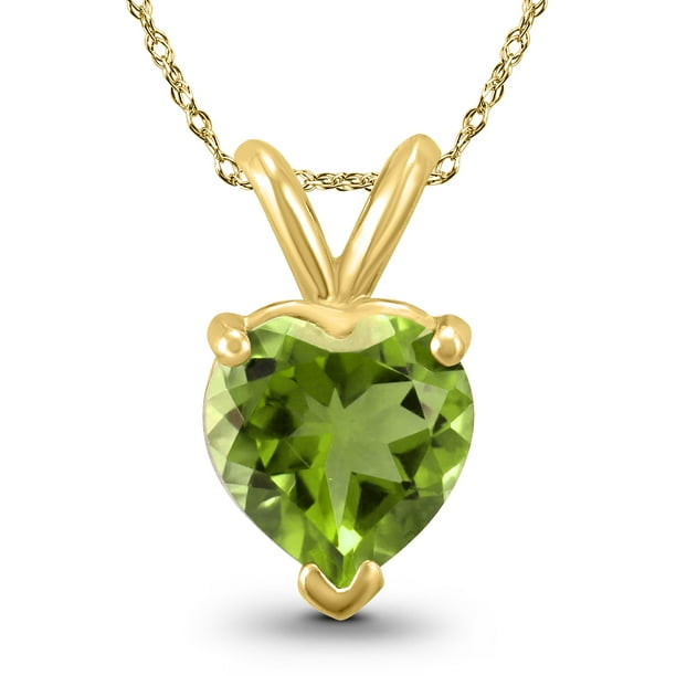 Szul Jewelry 14K Yellow Gold 6MM Heart Peridot Pendant
