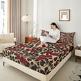 thumbnail image 4 of Feelyou Cartoon Cherry Teen Twin Sheet Sets, Brown Cheetah Print Bedding, 3 Pieces, 4 of 7