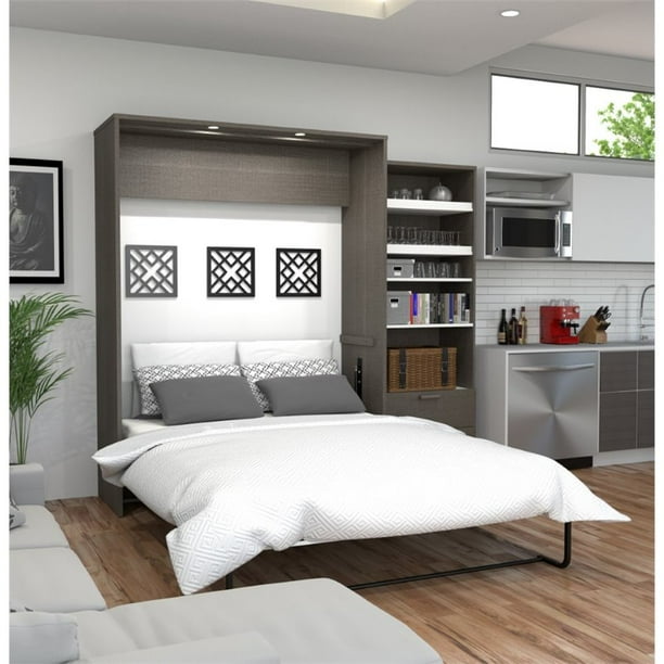 Cielo By Bestar Premium 95 Queen Wall Bed Kit In Bark Gray And White Com - Cielo Queen Wall Bed Cielo By Bestar Premium 95 Queen Wall Bed Kit In Bark Gray And White Com - Cielo Queen Wall Bed